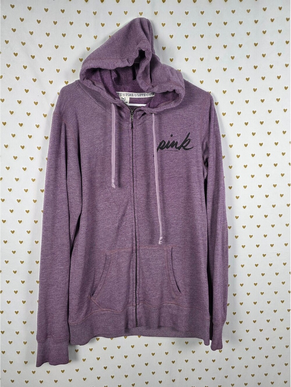 Victorias Secret Pink Purple Long Oversized Full Zip Hoodie jacket Medium